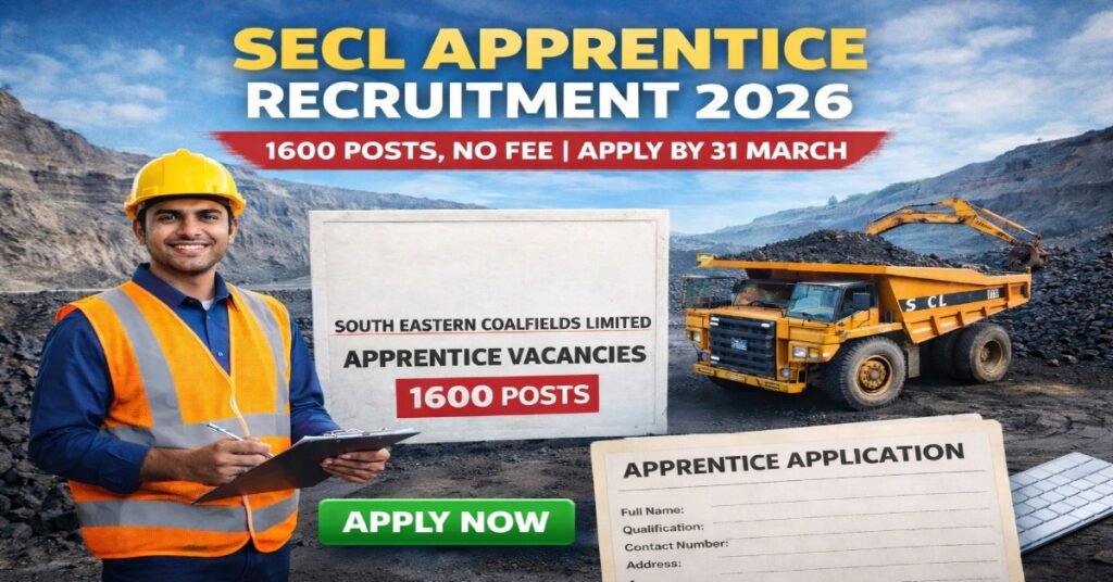 SECL Apprentice Recruitment 2026 – 1600 Posts, No Fee, Apply Online Before 31 March