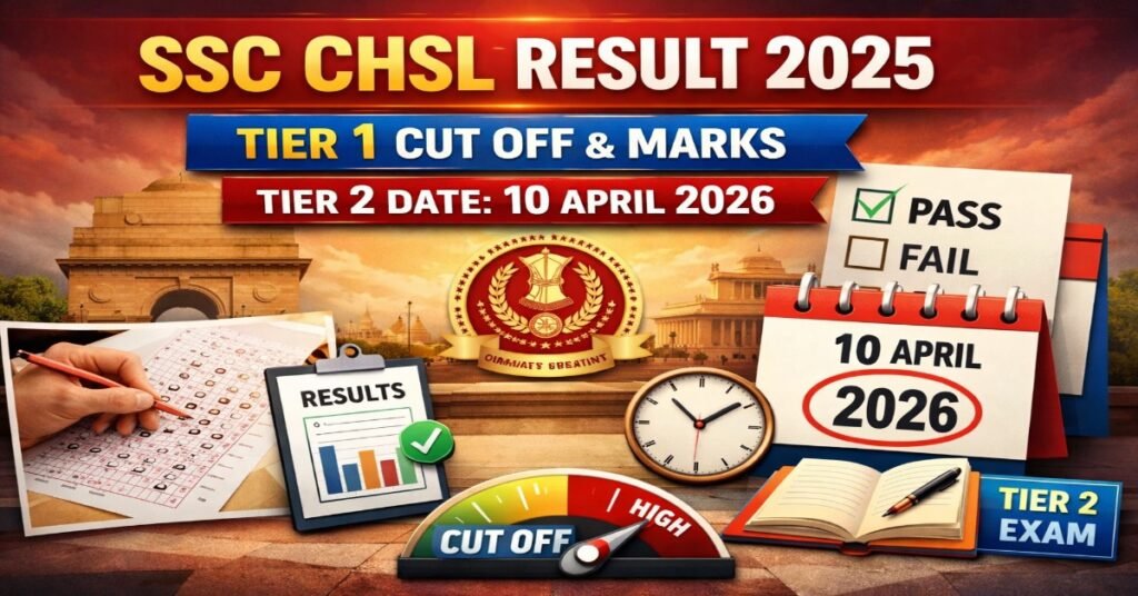 SSC CHSL Result 2025 Tier 1 Cut Off Marks and Tier 2 Exam Date 10 April 2026