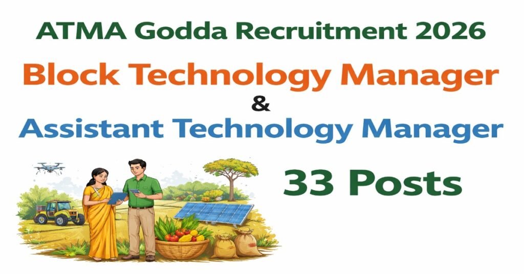 ATMA Godda Recruitment 2026 notification for Block Technology Manager and Assistant Technology Manager with 33 vacancies.