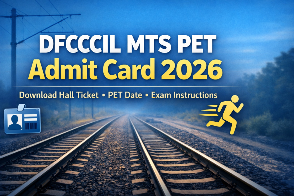 DFCCIL MTS PET Admit Card 2026 download hall ticket for PET exam date and physical test instructions