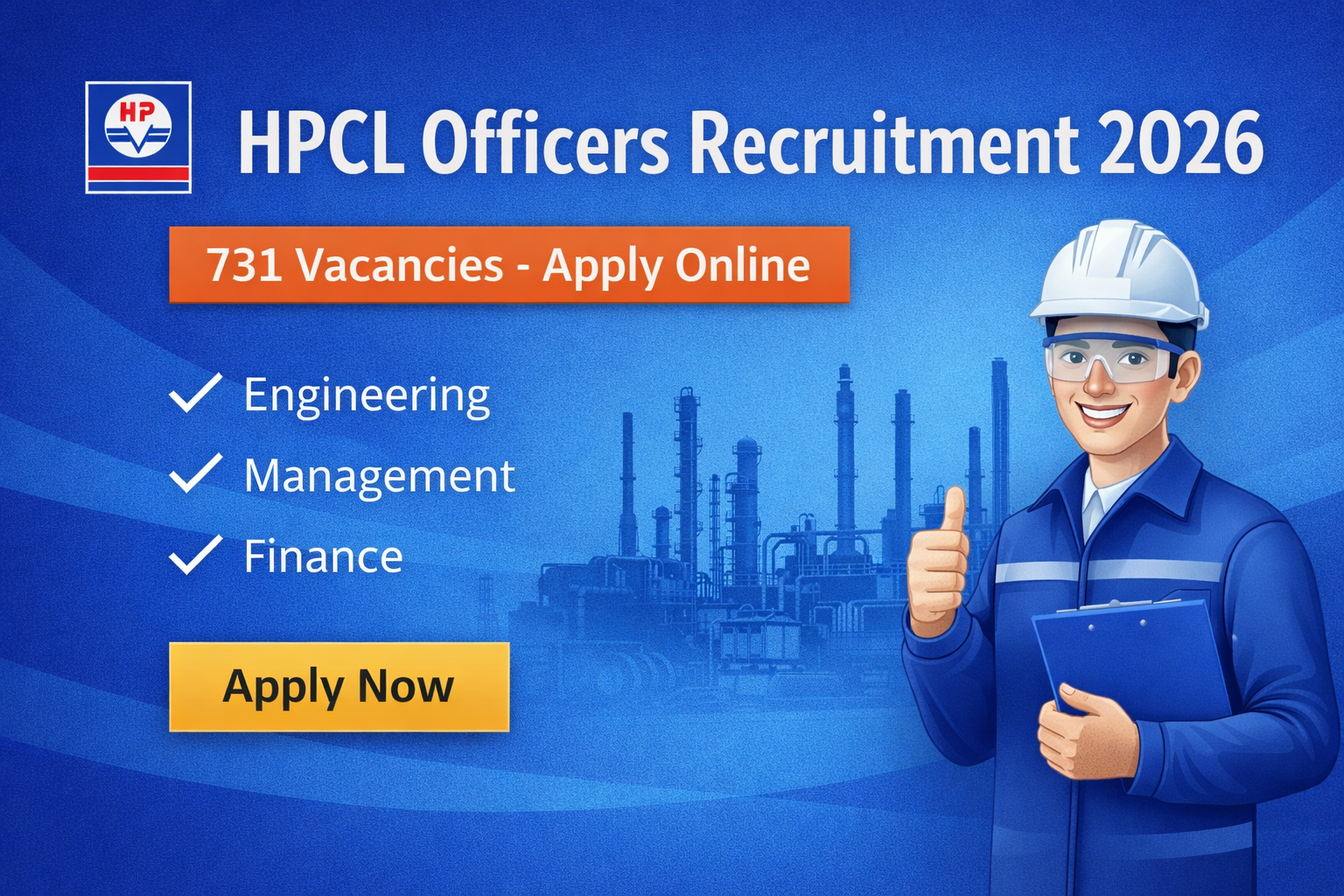 HPCL Officers Recruitment 2026 Apply Online for 731 Posts