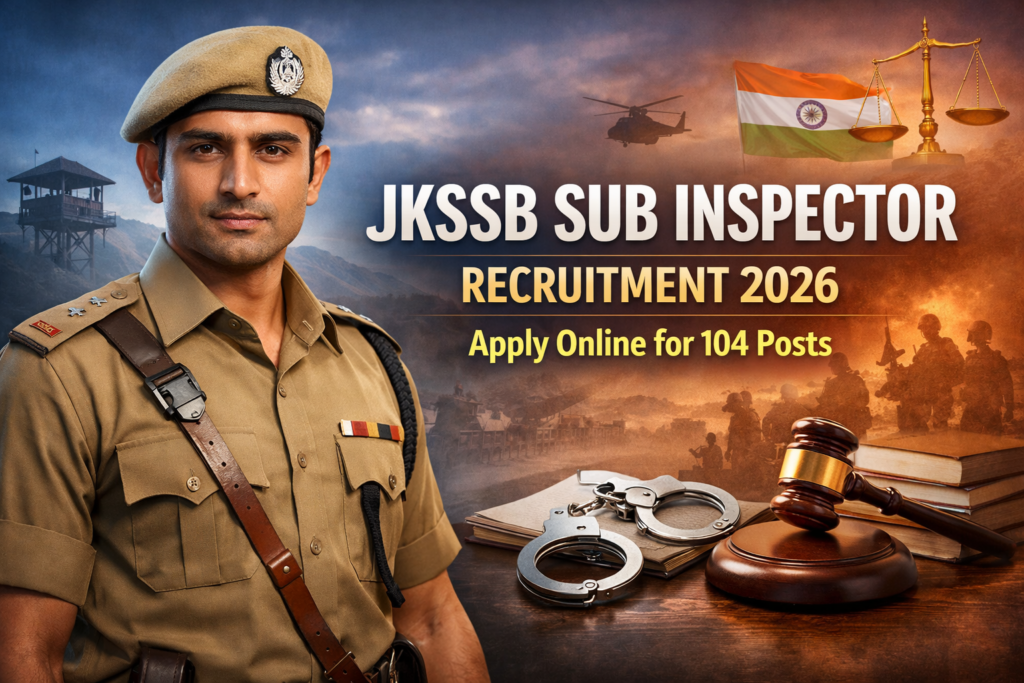 JKSSB Sub Inspector Recruitment 2026 notification for 104 posts apply online eligibility selection process details