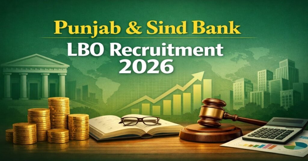Punjab and Sind Bank LBO Recruitment 2026 notification with banking theme background and text