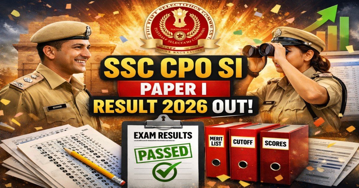 SSC CPO SI Paper I Result 2026 Out featured image with result announcement text