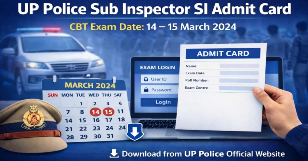 UP Police Sub Inspector SI Admit Card 2026 with CBT exam date 14-15 March and hall ticket download details