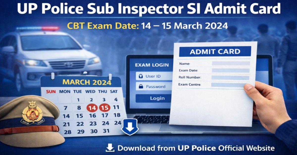 UP Police Sub Inspector SI Admit Card 2026 with CBT exam date 14-15 March and hall ticket download details