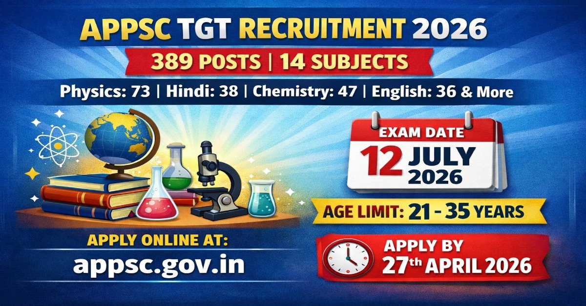 APPSC TGT Recruitment 2026 389 posts notification exam date eligibility