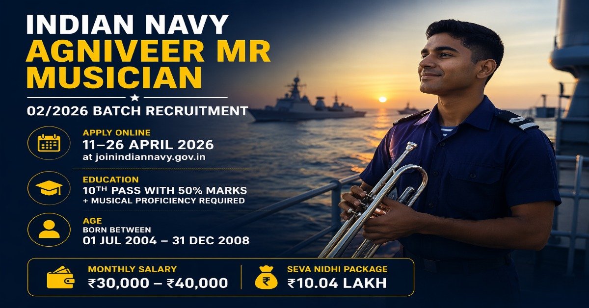 Indian Navy Agniveer MR Musician 02/2026 Batch Recruitment 2026 apply date eligibility salary seva nidhi