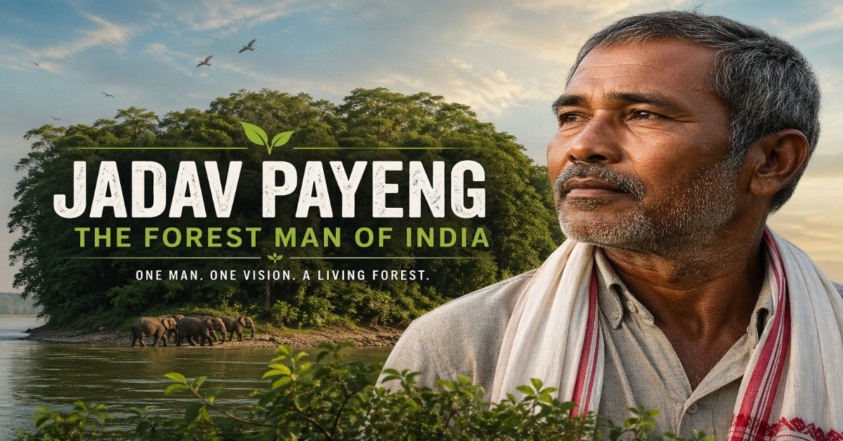 Jadav Payeng planting trees in Majuli forest, known as the Forest Man of India