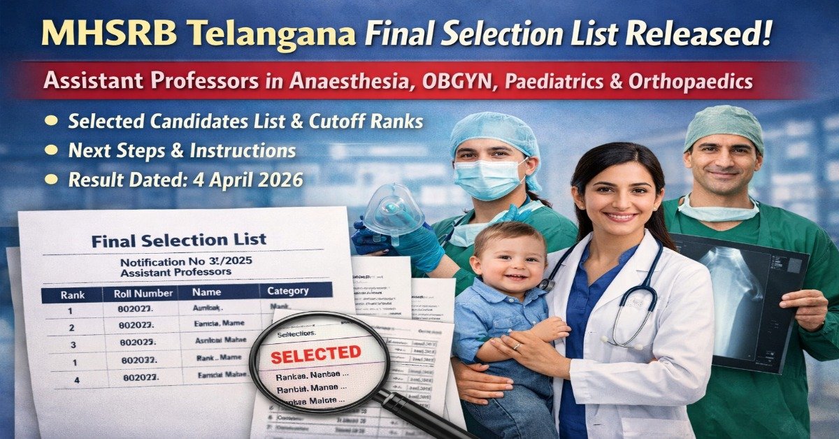 MHSRB Telangana Assistant Professor Final Selection List 2026 released