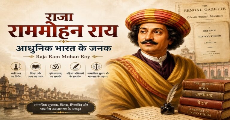 राजा राममोहन राय का चित्र, आधुनिक भारत के जनक और समाज सुधारक, सती प्रथा उन्मूलन एवं शिक्षा सुधार