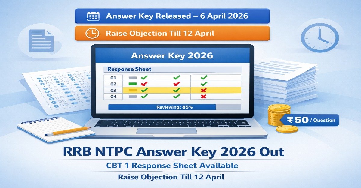 RRB NTPC Graduate Level CBT 1 Answer Key 2026 response sheet download and objection details