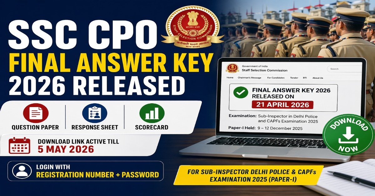 SSC CPO Final Answer Key 2026 download link for SI Delhi Police CAPFs Paper 1 response sheet scorecard