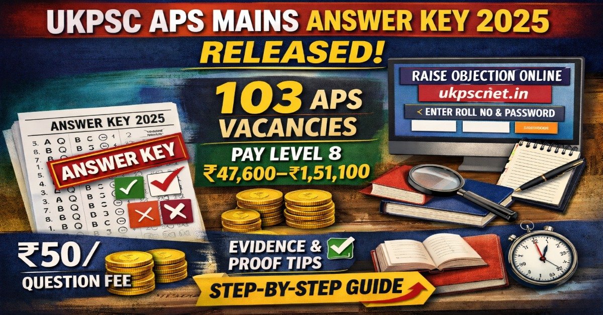 UKPSC APS Mains Answer Key 2025 released, check answer key and raise objection online at ukpscnet.in for 103 APS vacancies