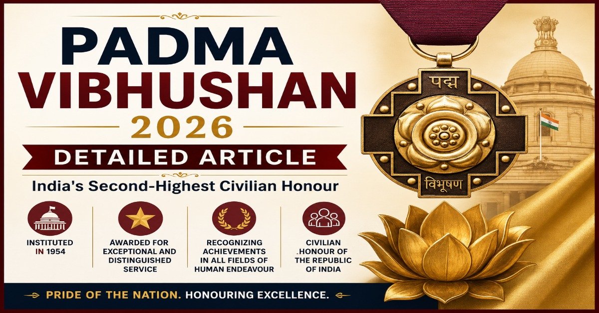 Padma Vibhushan 2026 medal representing India's second-highest civilian honour awarded for exceptional and distinguished service.