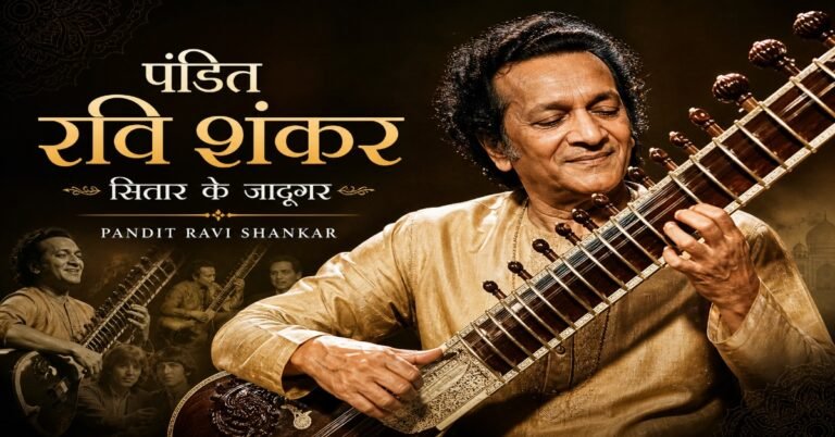 Pandit Ravi Shankar playing sitar - legend of Indian classical music