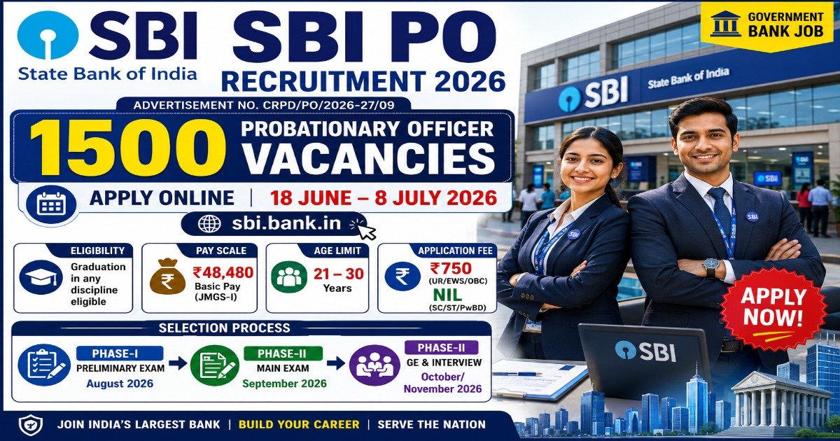 SBI PO Recruitment 2026 notification released for 1500 Probationary Officer vacancies