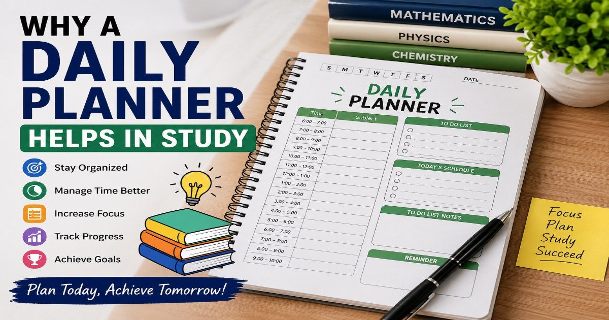 Daily study planner helps students organize their study schedule
