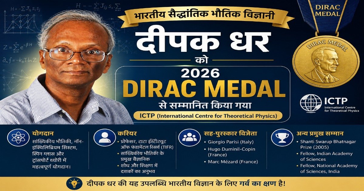 Deepak Dhar ICTP 2026 Dirac Medal winner Indian physicist
