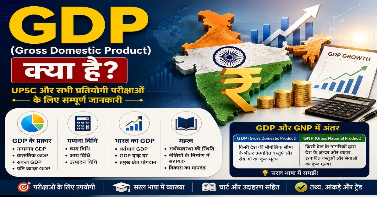 GDP (Gross Domestic Product) क्या है, भारत का GDP, गणना विधि और GDP तथा GNP में अंतर।