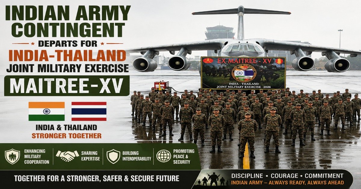 Indian Army contingent departs for India-Thailand joint military exercise MAITREE-XV 2026
