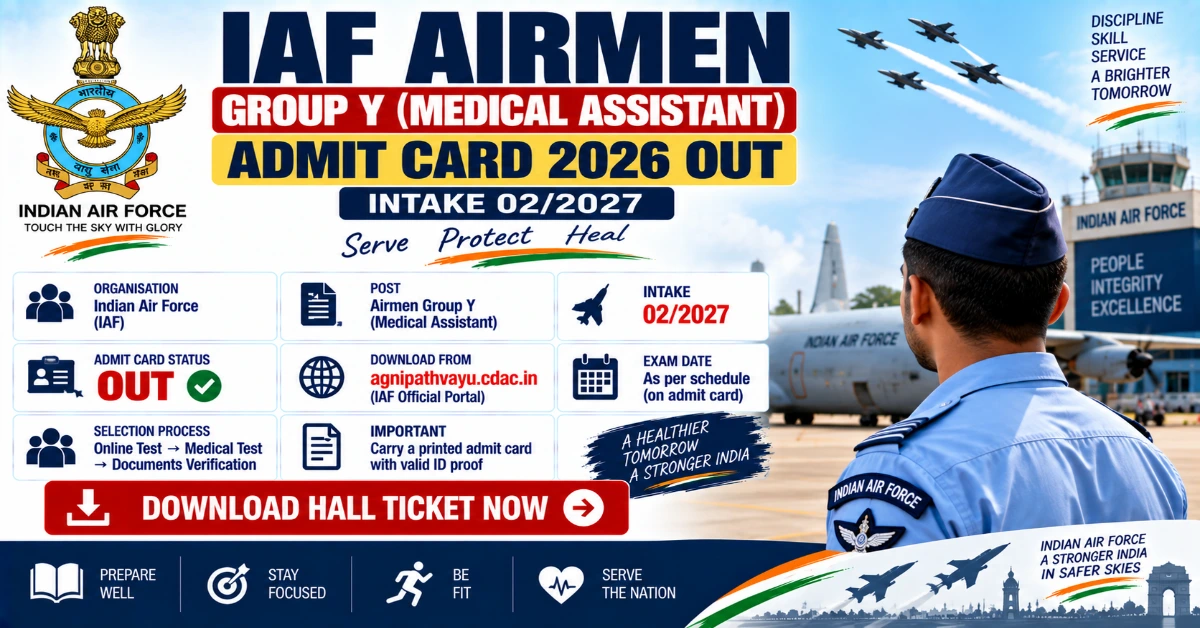 IAF Airmen Group Y Medical Assistant Admit Card 2026 released for Intake 02/2027.