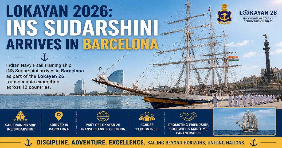 INS Sudarshini arrives in Barcelona as part of Lokayan 2026 transoceanic expedition