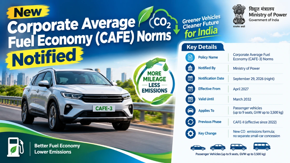 New Corporate Average Fuel Economy CAFE-3 norms notified