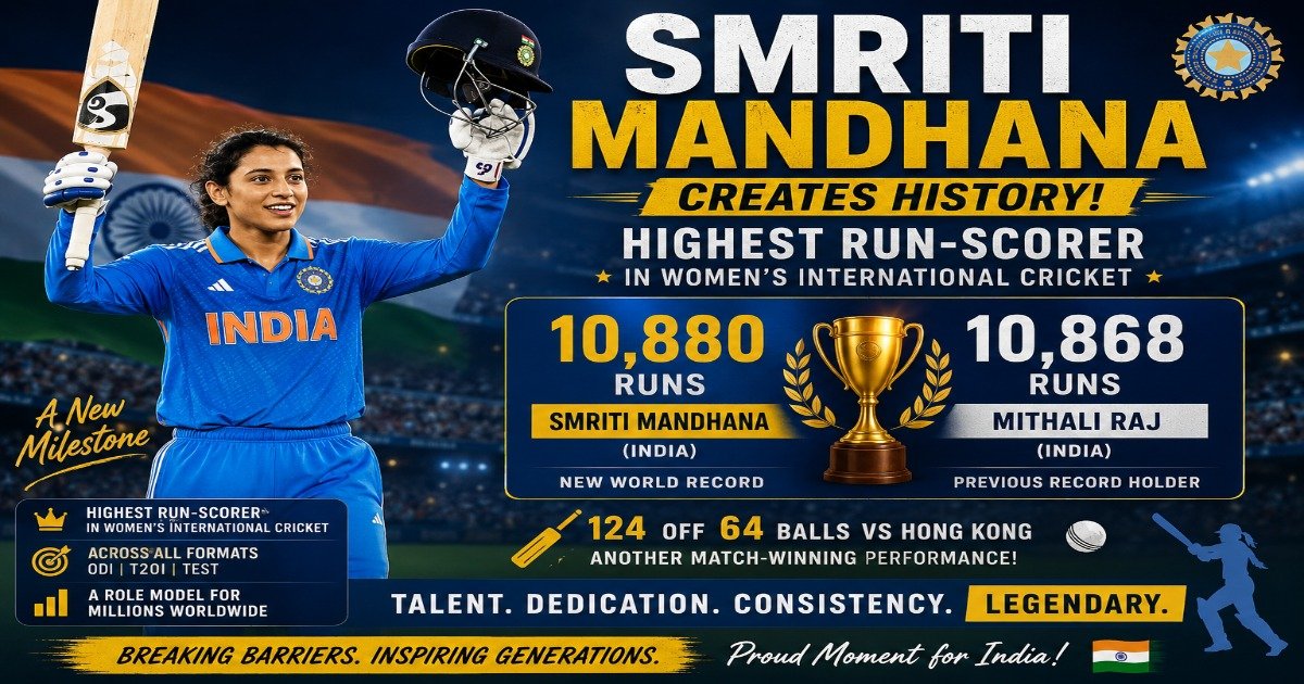 Smriti Mandhana becomes highest run-scorer in women's international cricket with 10,880 runs
