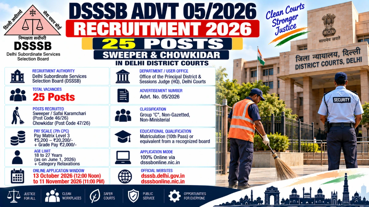 DSSSB Advt 05/2026 Recruitment Apply Online for 25 Sweeper and Chowkidar Posts