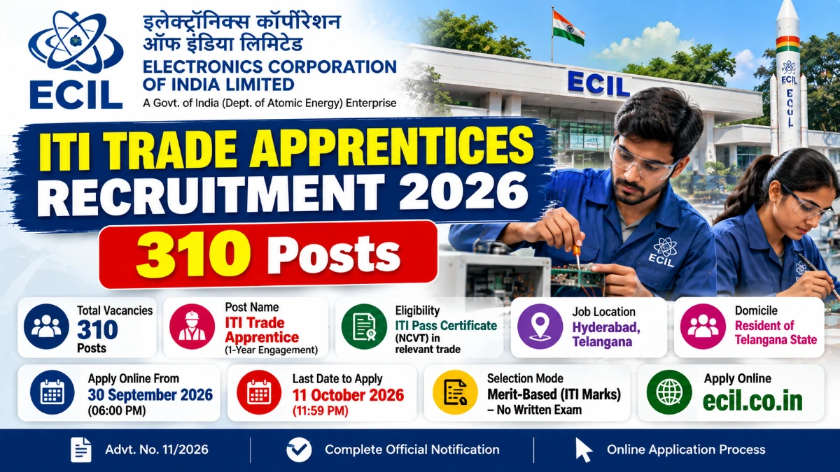 ECIL ITI Trade Apprentices Recruitment 2026 Apply Online for 310 Posts at ecil co in