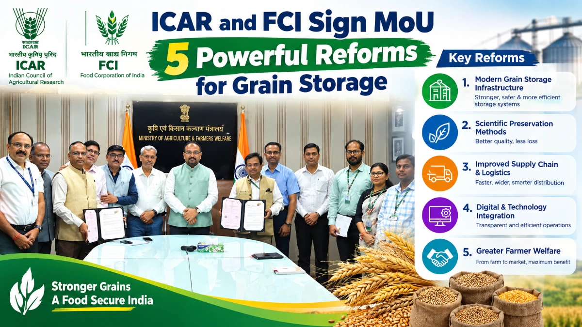 ICAR and FCI signs MoU for safe and sustainable foodgrain storage