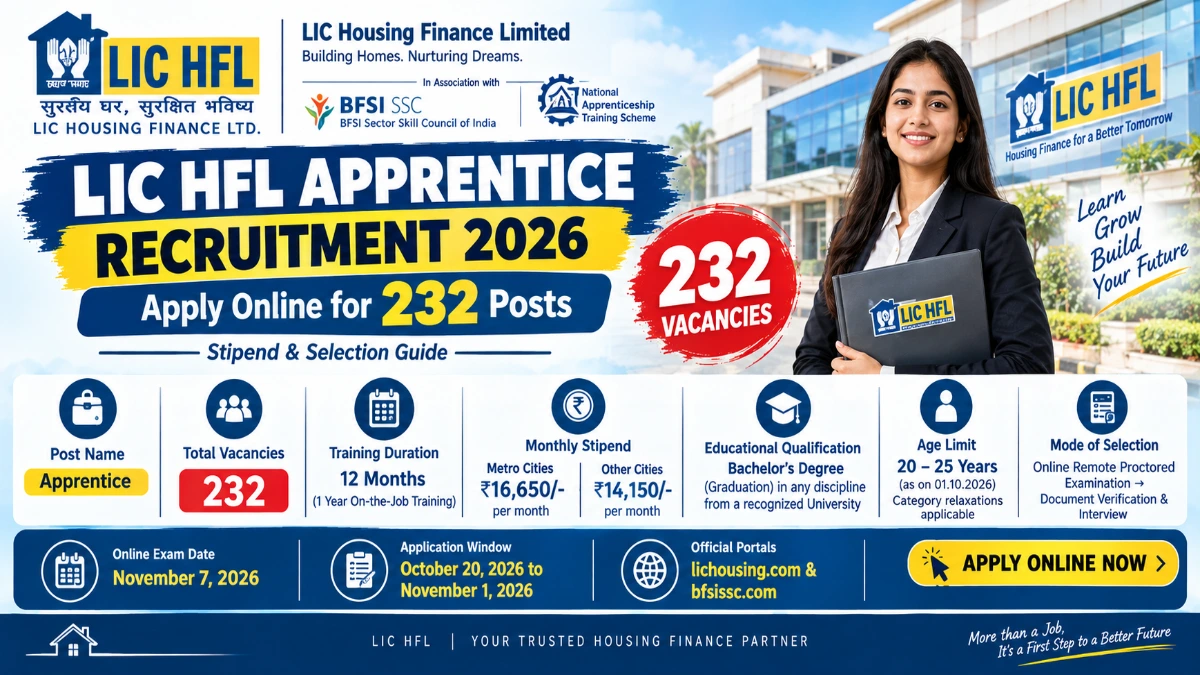 LIC HFL Apprentice Recruitment 2026 Apply Online for 232 Posts on lichousing.com