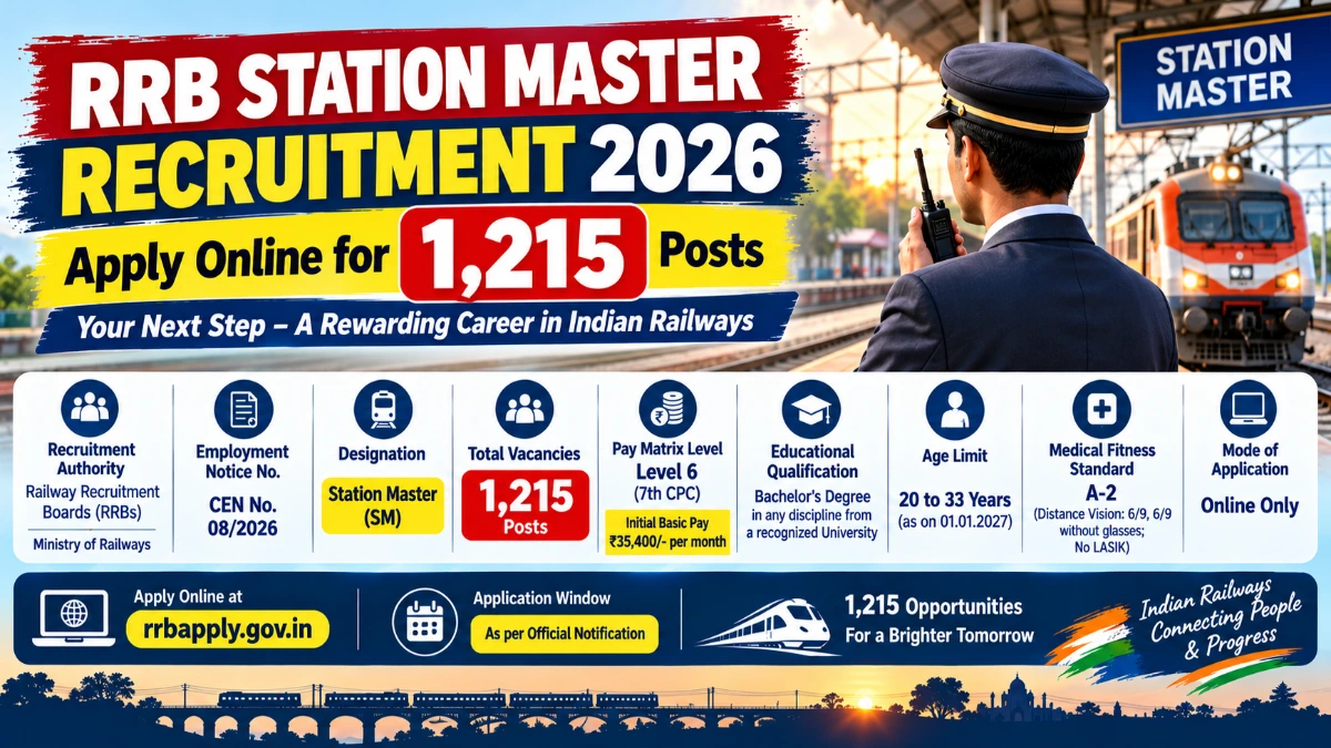 RRB Station Master Recruitment 2026 CEN 08/2026 notification and online application form details